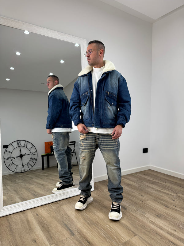 Bomber Pelliccia in Denim