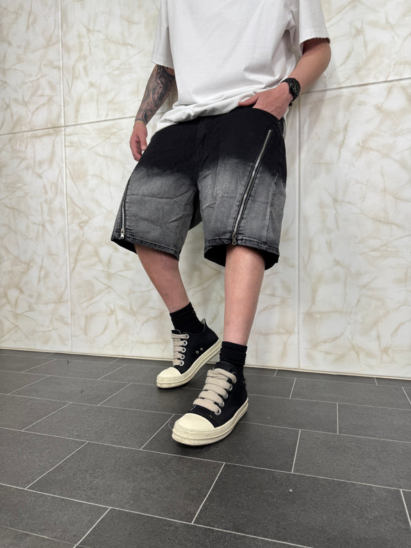 Short Denim Degradè Zip Black
