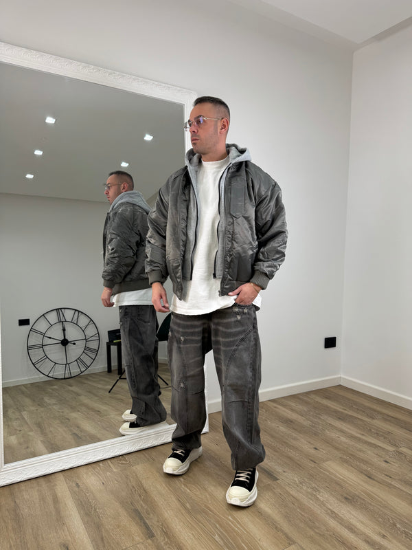 Bomber Hoodie Silver