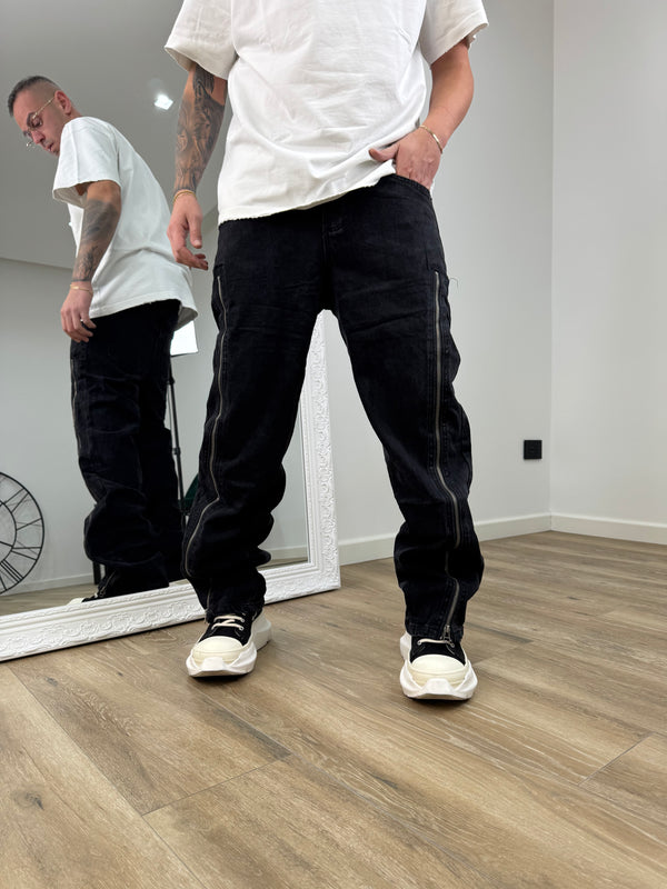 Denim Flare Zip Black