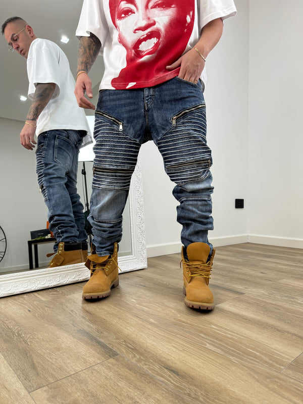 Denim Biker Blu Full Zip