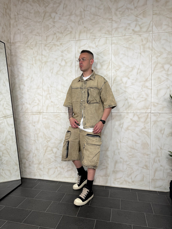 Coordset Short Pocket Zip Sabbiato