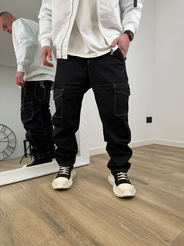 Denim Baggy Cargo Contrast