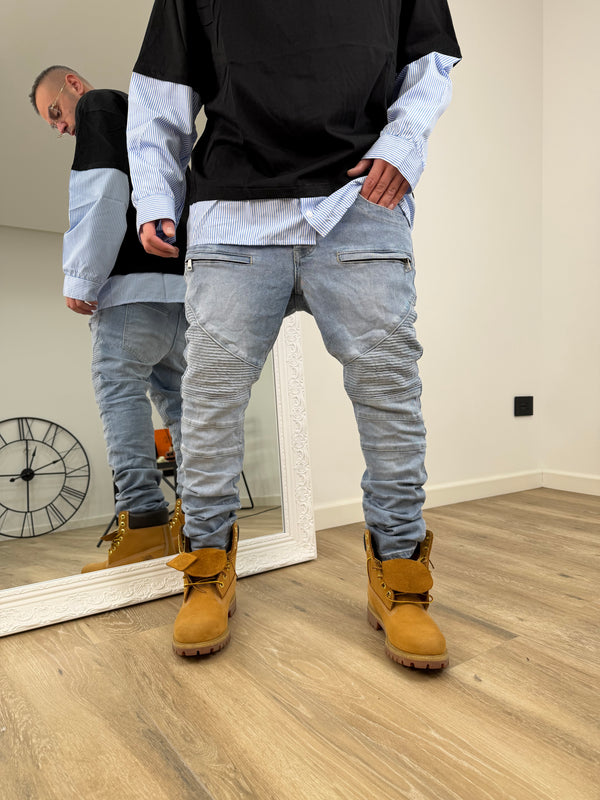 Denim Biker Light Zip