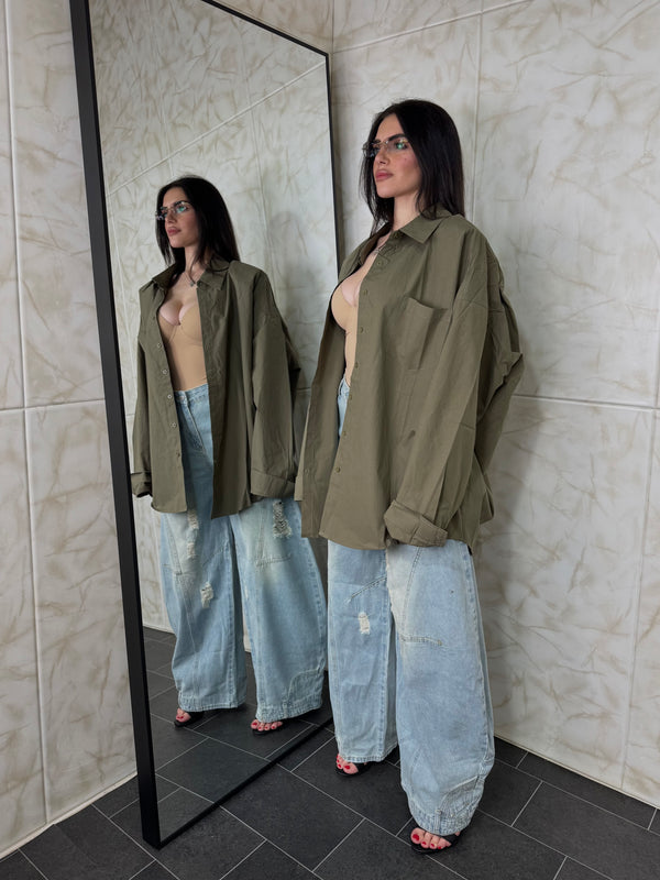 Camicione Over Basic Verde