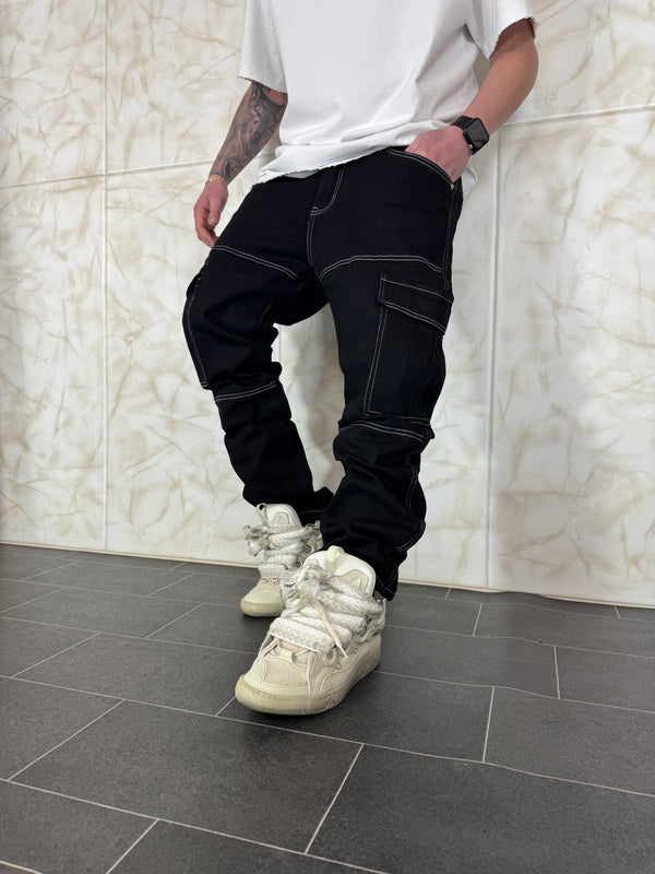 Denim Cargo Contrast Black