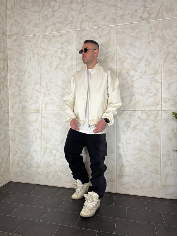 Bomber in Pelle Bianco PresentDay