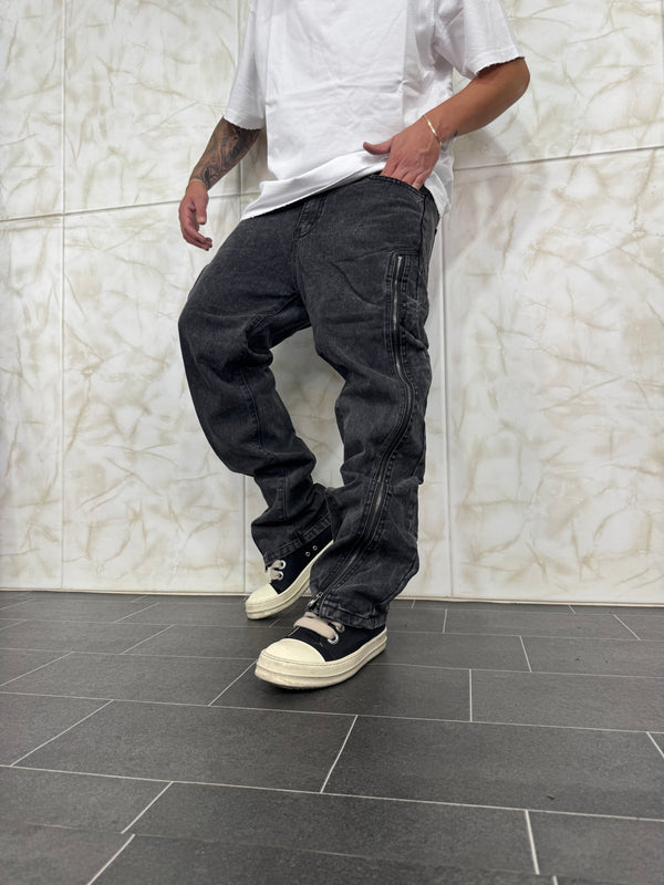 Denim Flare Zip Grey
