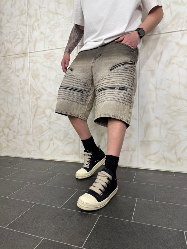 Short Denim Biker Zip